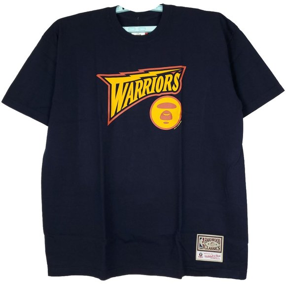 AAPE by BAPE GS Warriors Mitchell & Ness Shirt‎ XL XLarge Bathing Ape Navy NWT